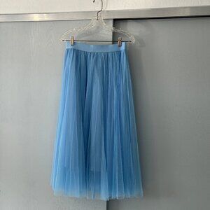 Sky blue tulle knee length skirt